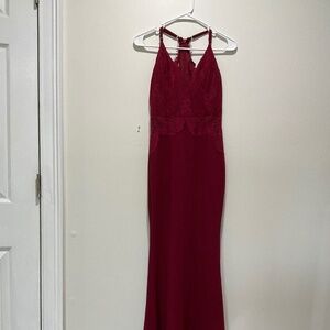 Wine Lace Prom Dress